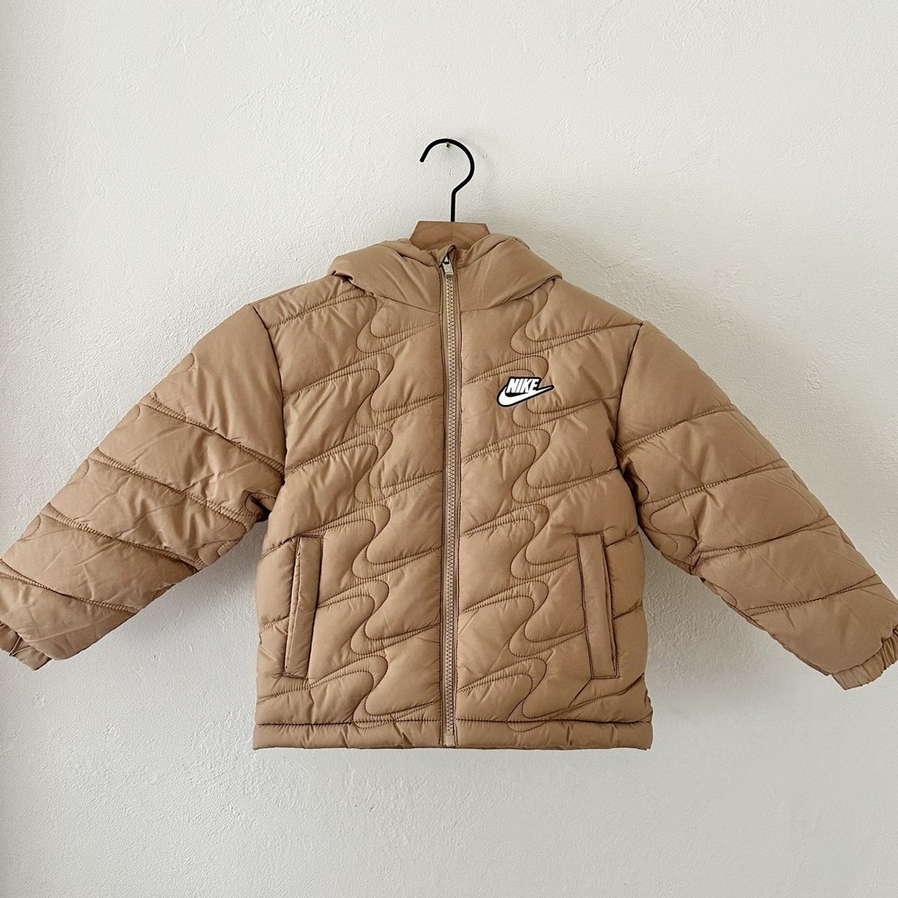 Nike Jacket Toddler Size 4T Tan Hooded Puffer Winter NWT
